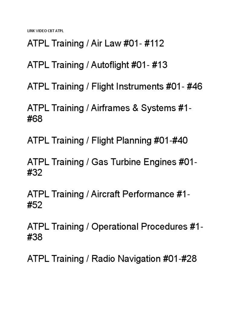 Link Video CBT Atpl | PDF