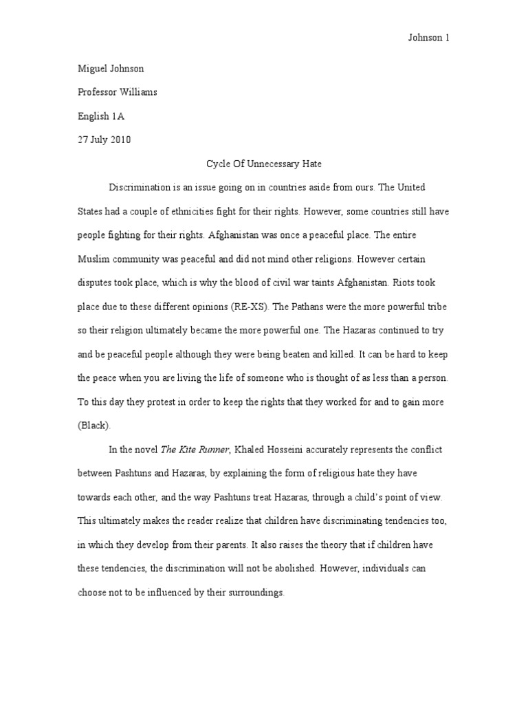 The Kite Runner (Pashtun and Hazara Conflict) PDF Pashtuns Ali