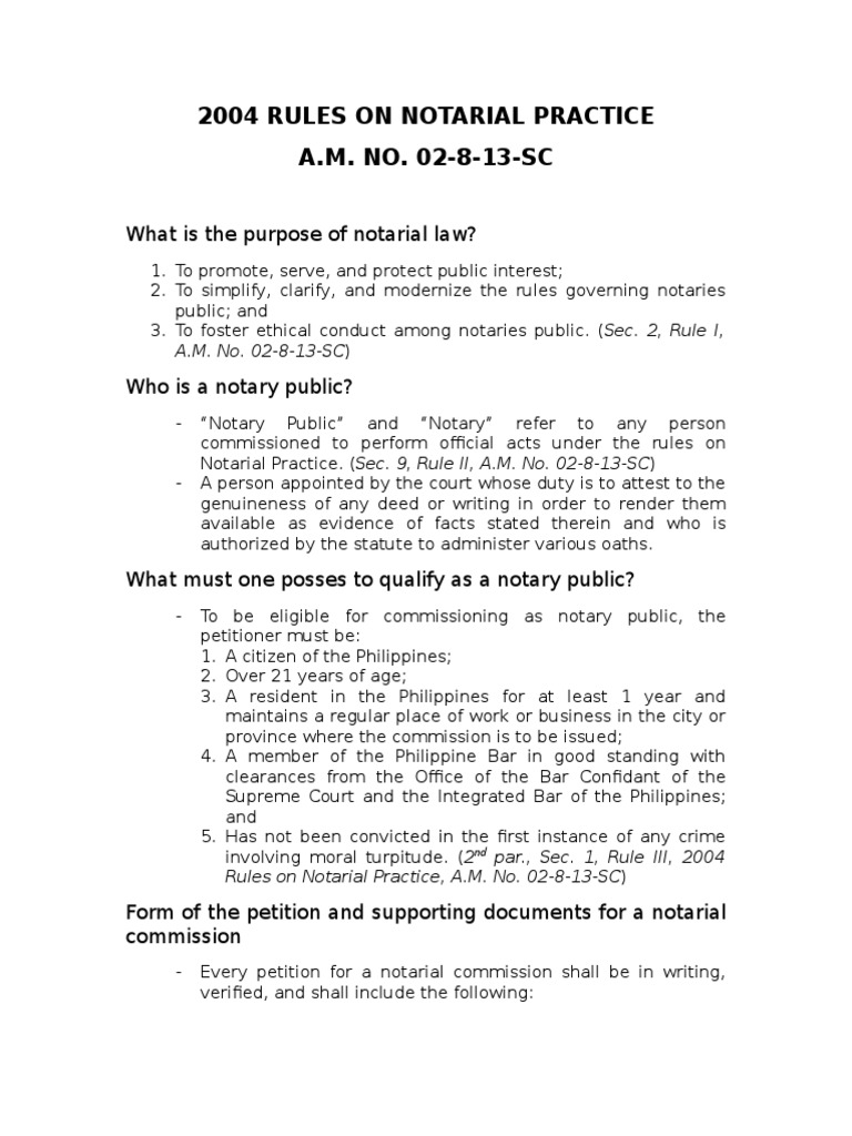 2004 rules on notarial practice a m no 02 8 13 sc what is the