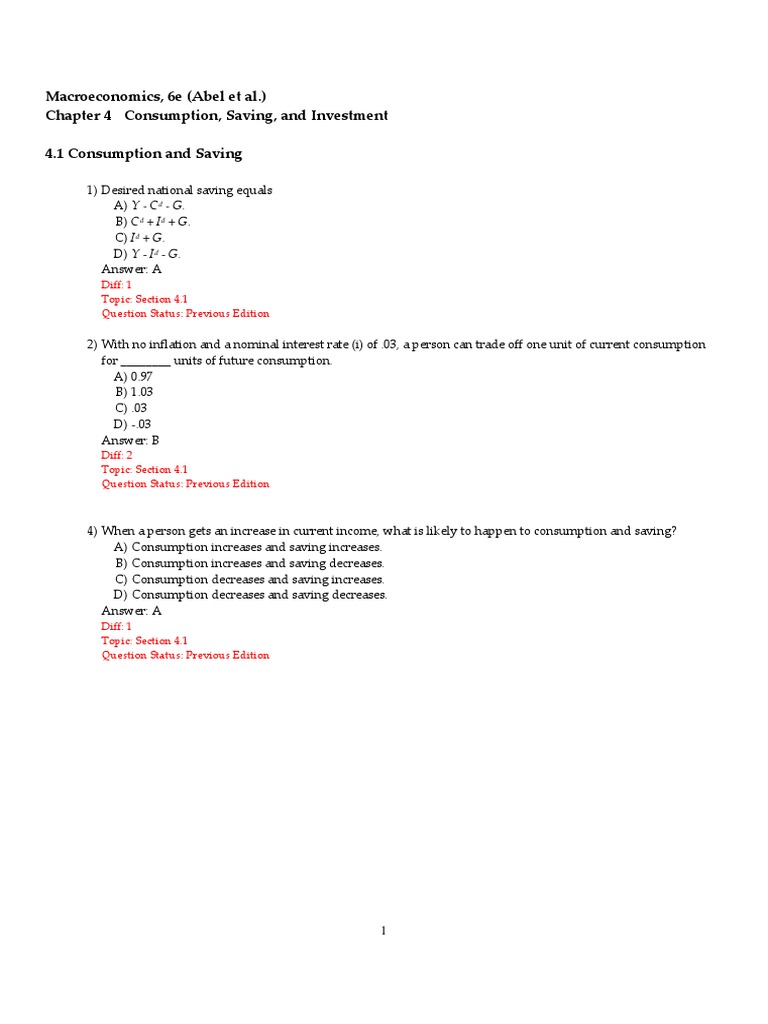Macro Questions 1 | Real Interest Rate | Saving