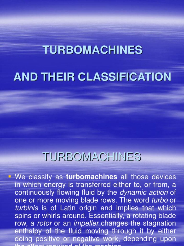 Turbomachines: Types and Classifications | PDF | Turbomachinery | Turbine