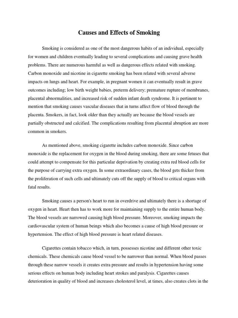 essay about smoking causes and effects
