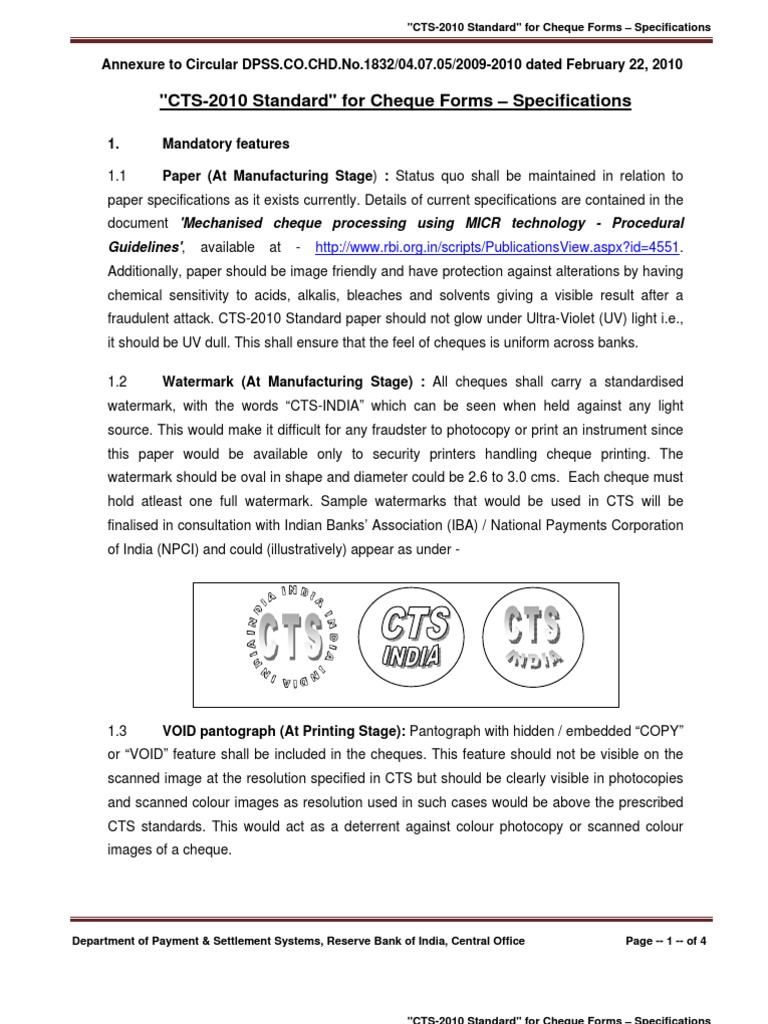 Cheque RBI Guidelines SCFR220210 | PDF
