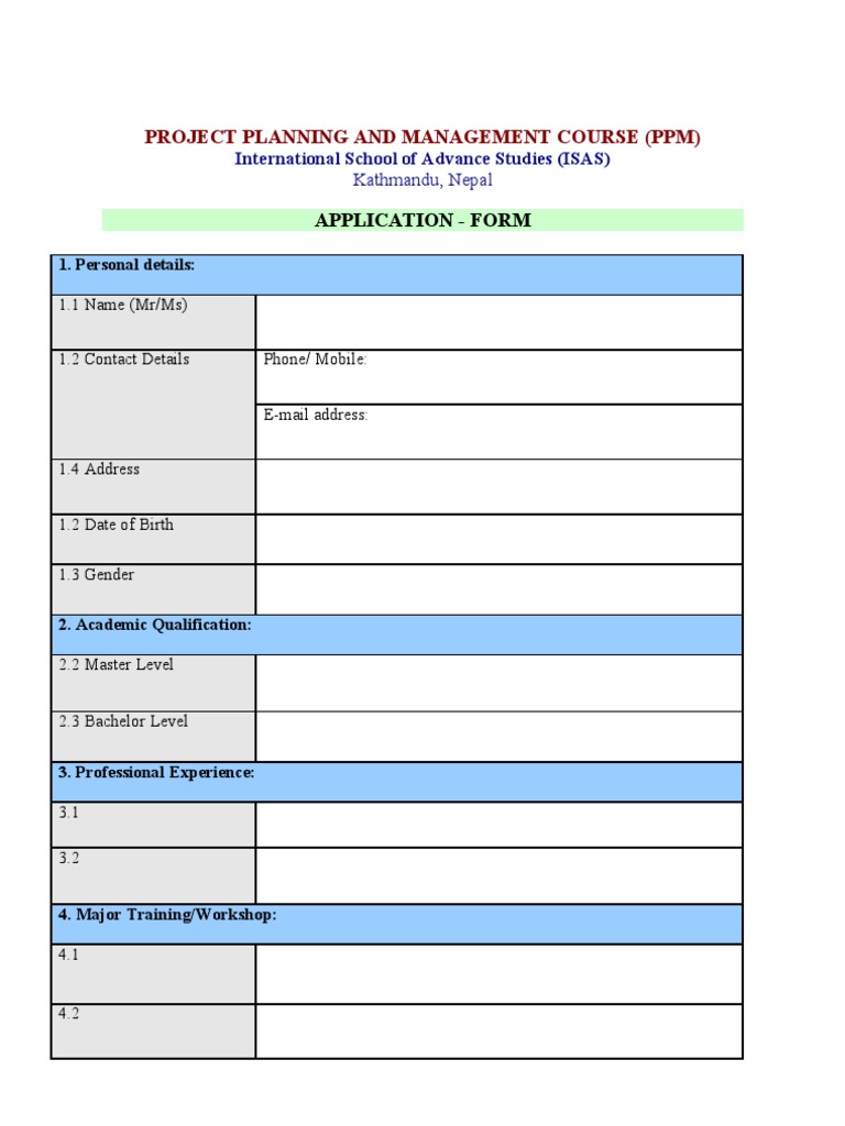 PPM Course Application Form | PDF