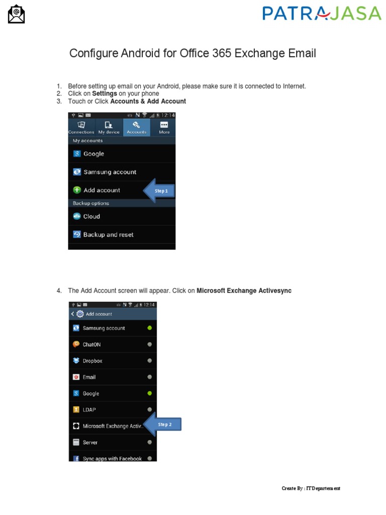 how to configure exchange email on android