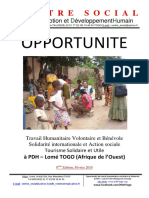 Opportunité de Travail Humanitaire Volontaire Et Bénévole À PDH Lomé TOGO 8ème Edition Février 2018