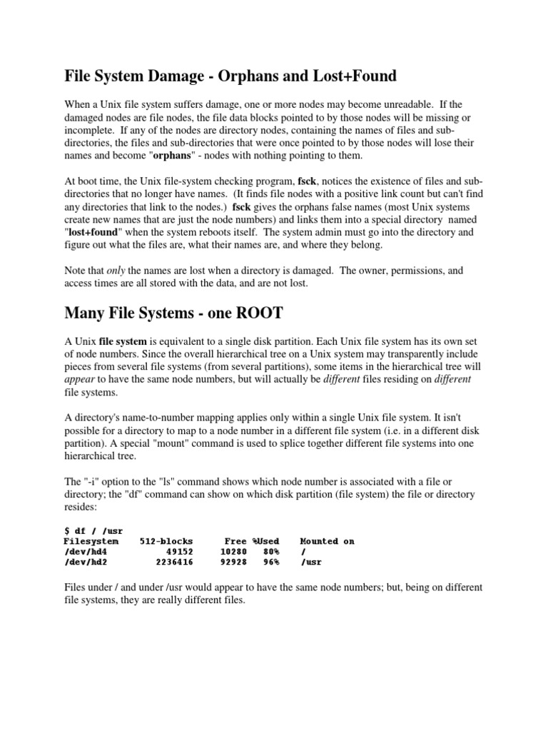 File System Damage - Orphans and Lost+Found | PDF