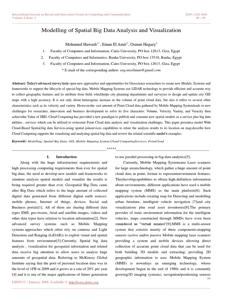 Spatial Big Data Analysis and Visualization | PDF | Cloud Computing | Data