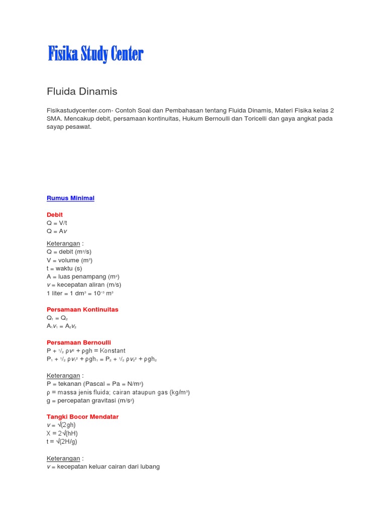 Contoh Soal Dan Jawaban Hukum Bernoulli Berbagai Contoh