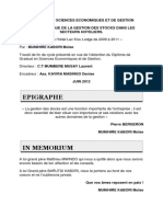 Problématique de La Gestion Des Stocks Dans Les Secteurs Hotéliers. Cas de L'hôtel Lac Kivu Lodge de 2009 À 2011