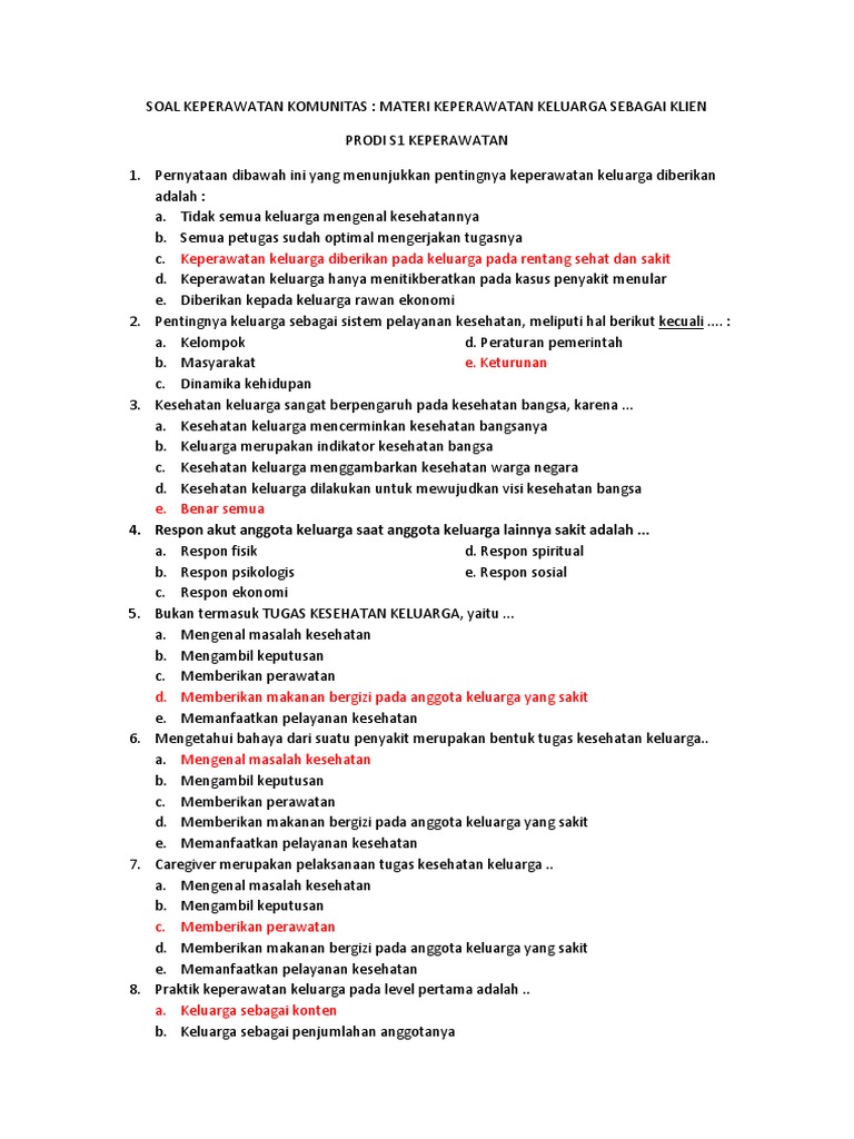 Soal Keperawatan Komunitas Docx