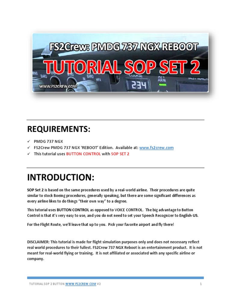 FS2Crew Button Control Tutorial for 737 | PDF | Takeoff | Cockpit