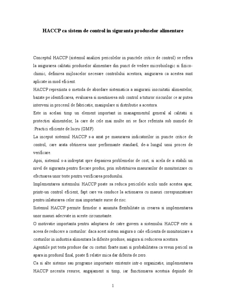 Curs 4.1. HACCP | PDF