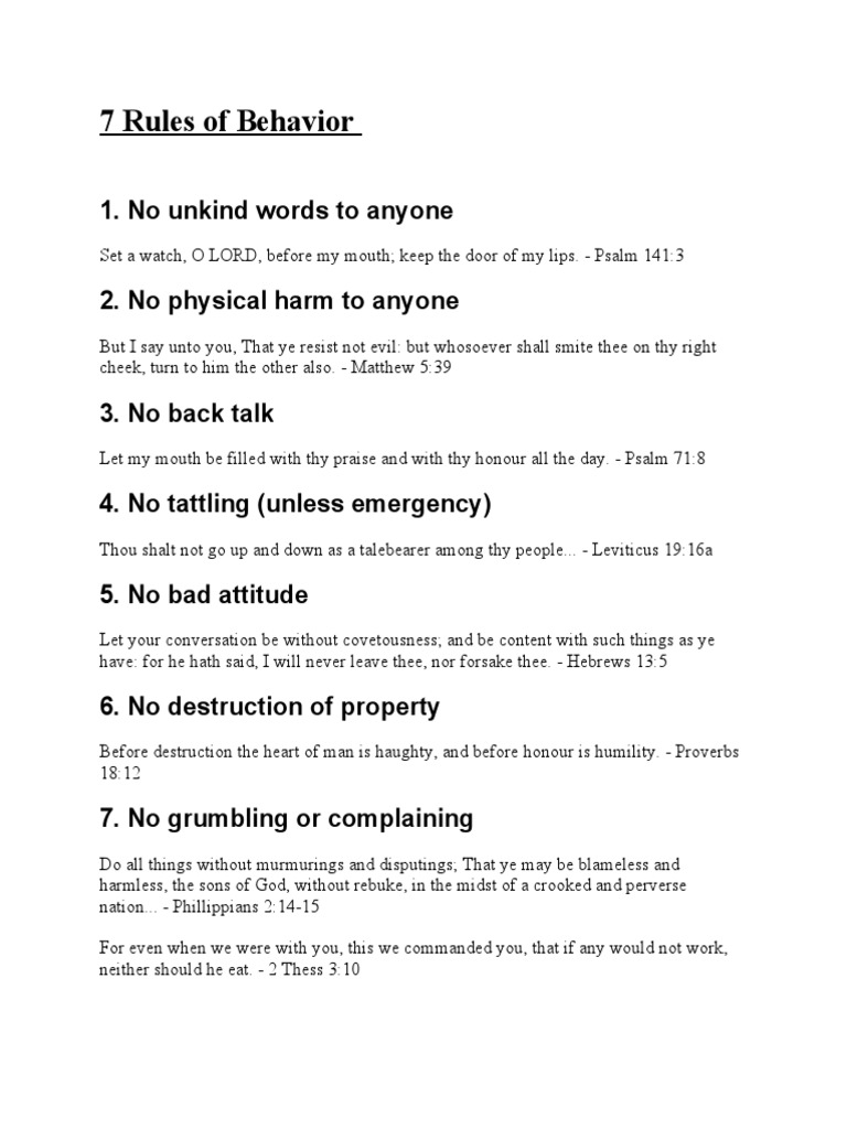 7 Rules of Behavior | PDF | Cooking, Food & Wine | Self-Improvement