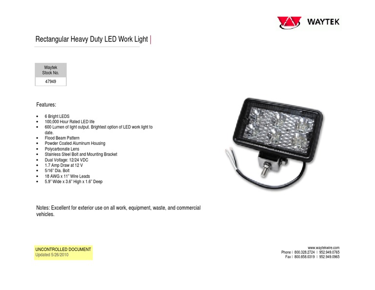 Heavy Duty LED Work Light 600 Lumen | PDF