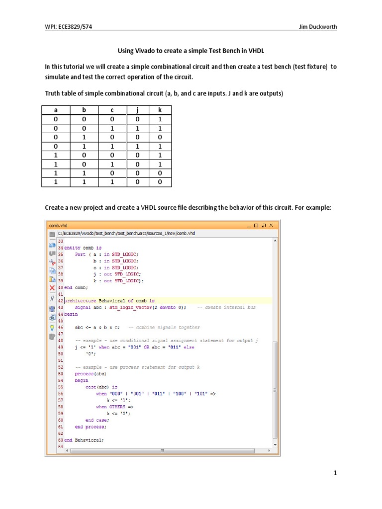 Vivado Simple VHDL Test Bench PDF Vhdl Software Engineering
