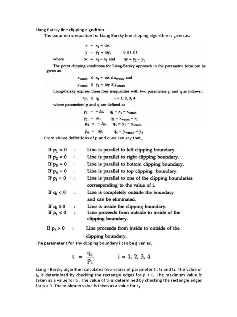 Liang Barsky Line Clipping Algorithm | PDF | Applied Mathematics ...