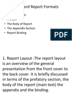 Standard Report Formats