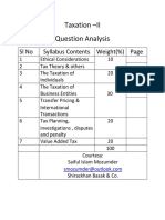 Question Analysis ICAB Application Level TAXATION-II (Syllabus Weight Based)
