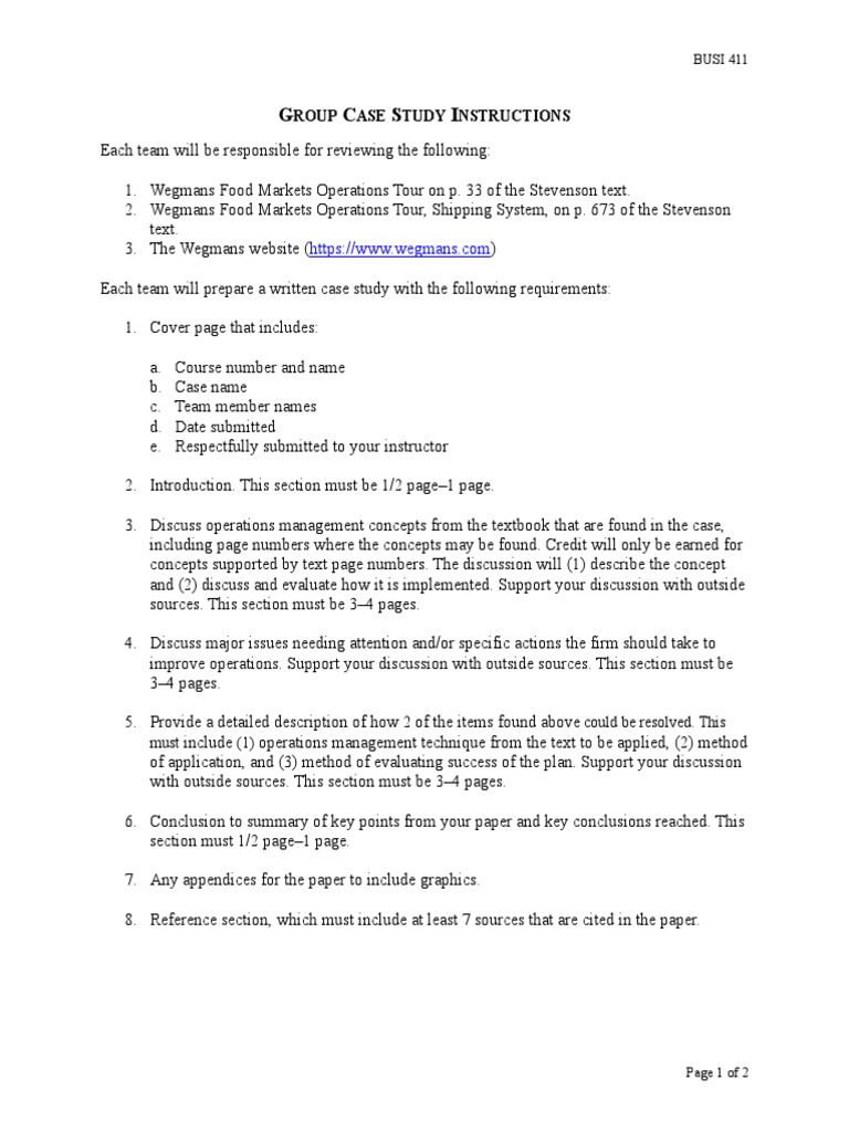 Wegmans Operations Case Study Guide | PDF | Business