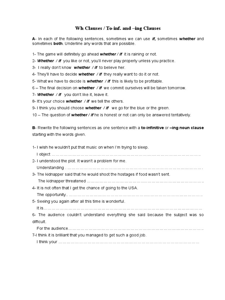 WH - To Ing and Ing CLAUSES | PDF | Language Arts & Discipline | Self ...