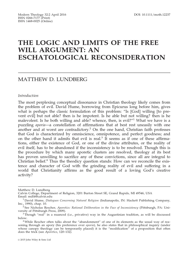 Limites of The Free Will Argument | PDF | Free Will | Religious Belief ...
