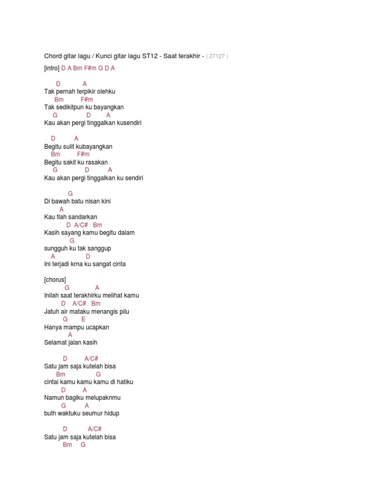 Chord Lagu St12 Saat Terakhir 2
