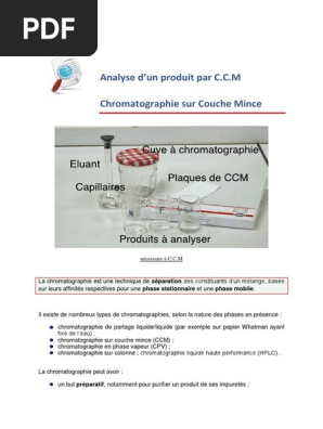 Ccm Pdf Chromatographie Sur Couche Mince Chromatographie