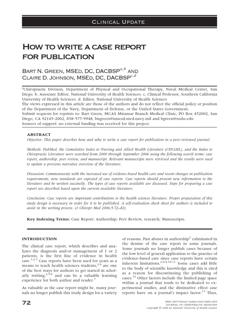 How To Write A Case Report For Publication  PDF  Case Report