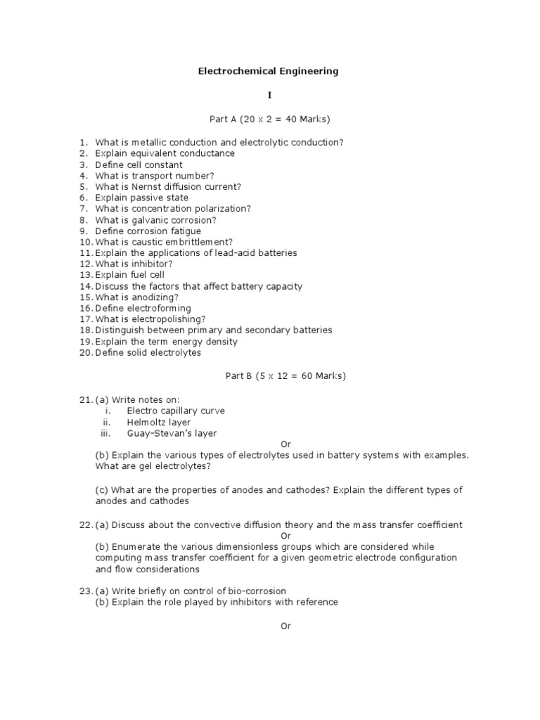 Overview of Electrochemical Engineering | PDF | Electrochemistry ...