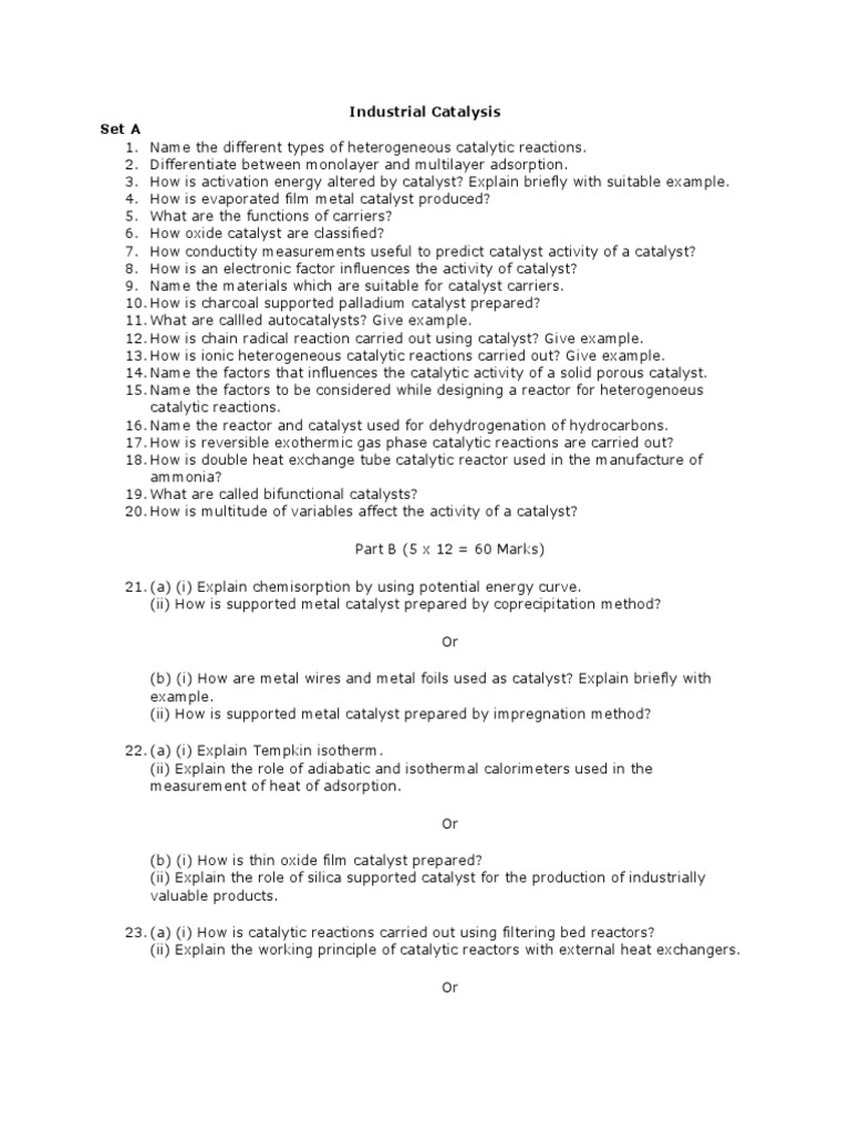 Industrial Catalysis Pdf Catalysis Adsorption