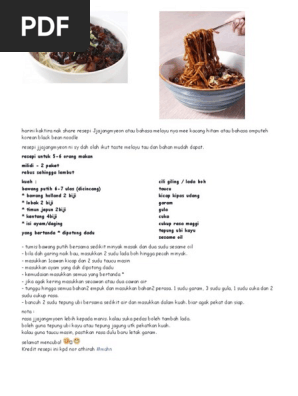 Resipi Jjajangmyeon Makanan Korea Kappasm