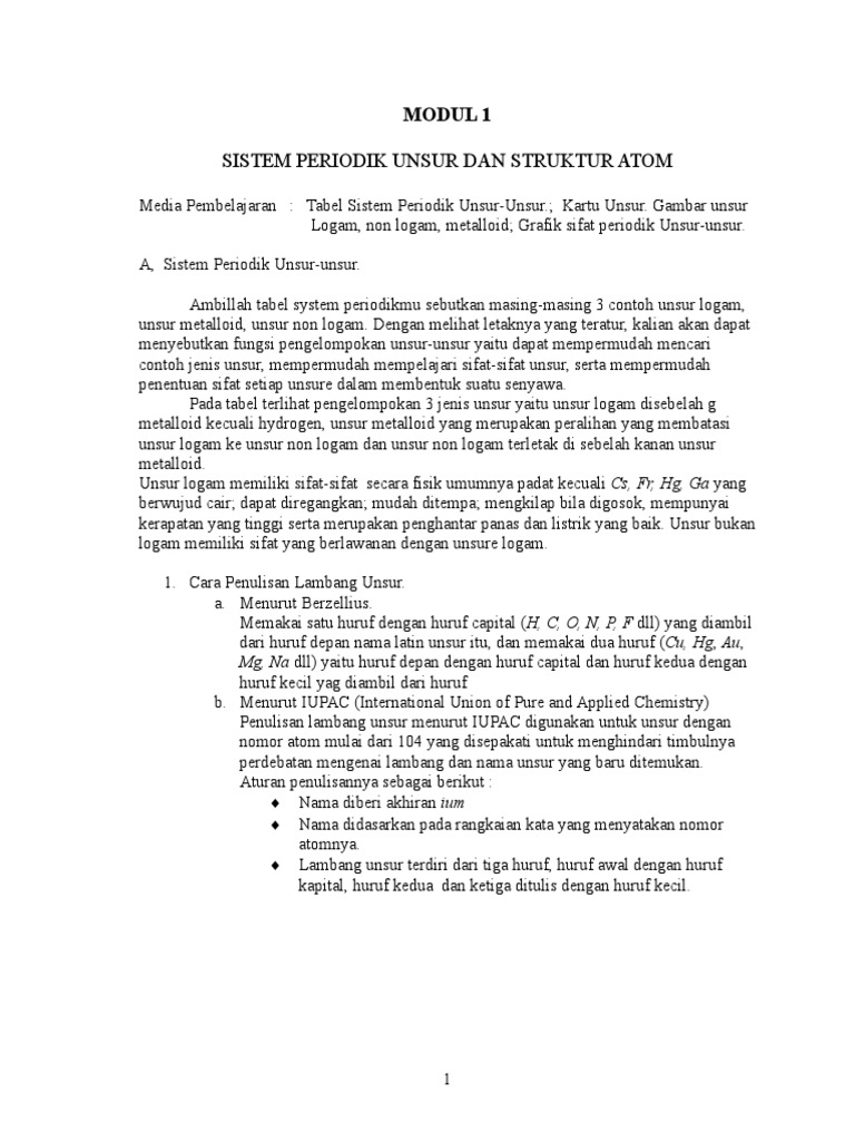 Sistem Periodik Unsur dan Struktur Atom | PDF