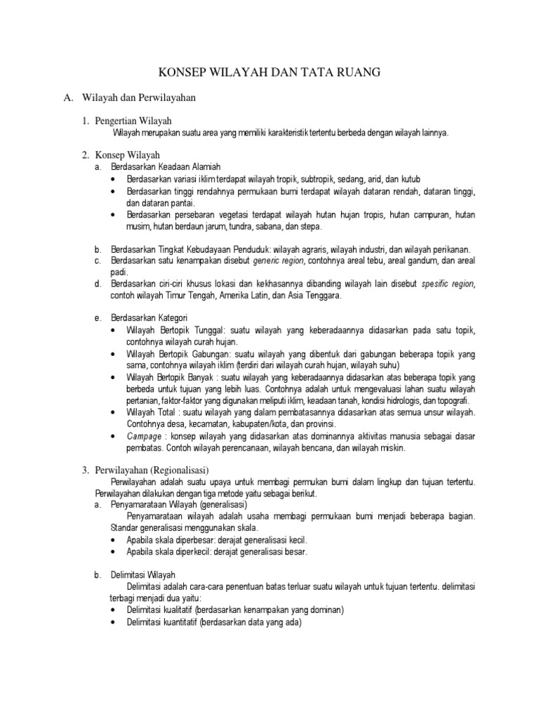 Konsep Wilayah Dan Tata Ruang