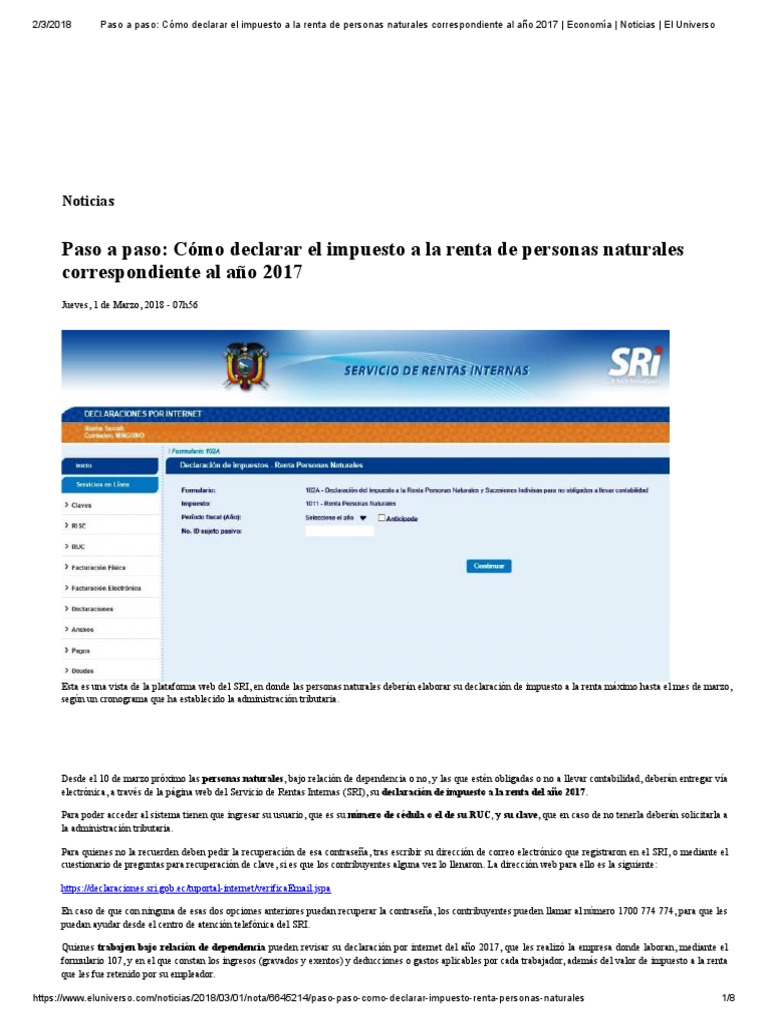 Paso A Paso - Cómo Declarar El Impuesto A La Renta de Personas ...