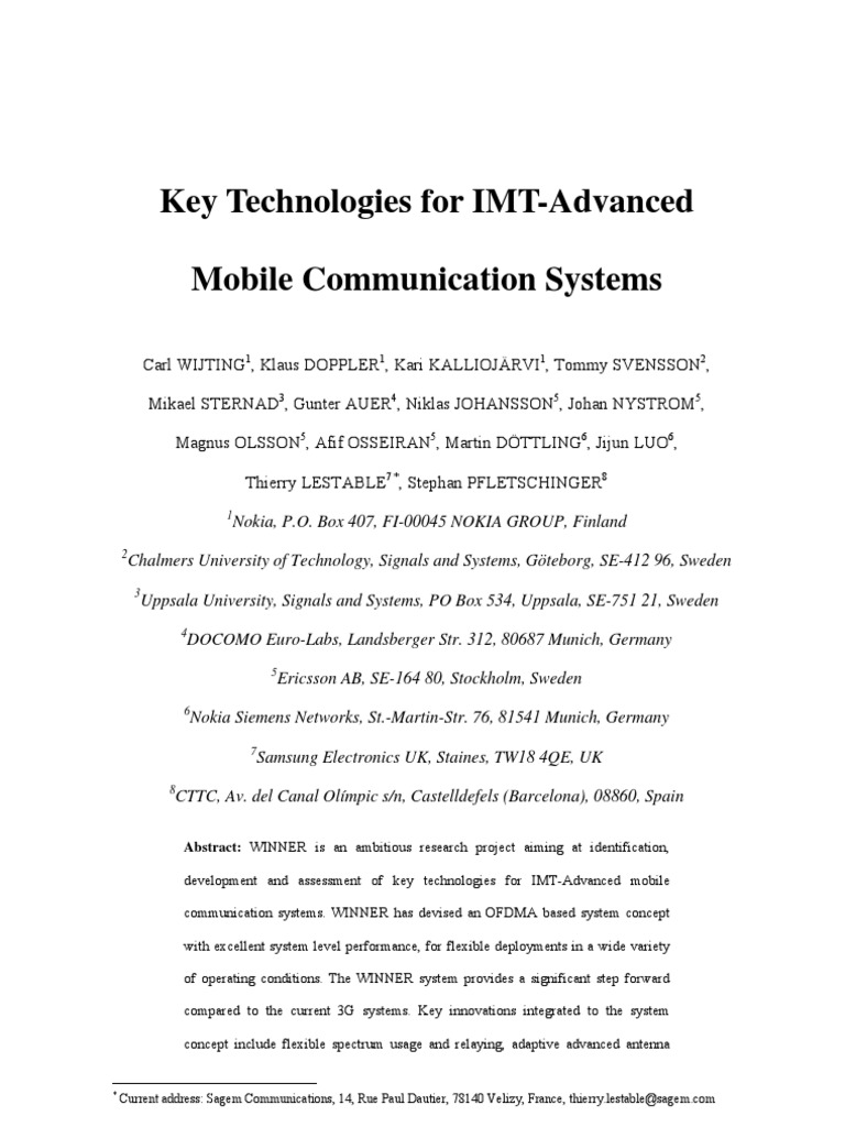 Key Technologies For IMT-Advanced Mobile Communication Systems | PDF ...