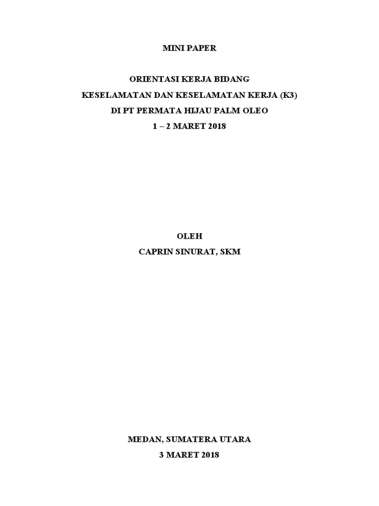 Contoh Mini Paper K3 di Perusahaan | PDF | Bisnis | Pengembangan Diri