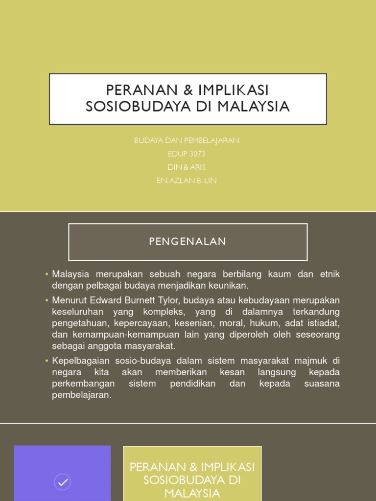 Peranan u0026 Implikasi Sosiobudaya Di Malaysia  PDF