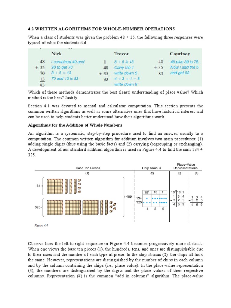 Written Algorithms for Whole Numbers | PDF | Division (Mathematics ...