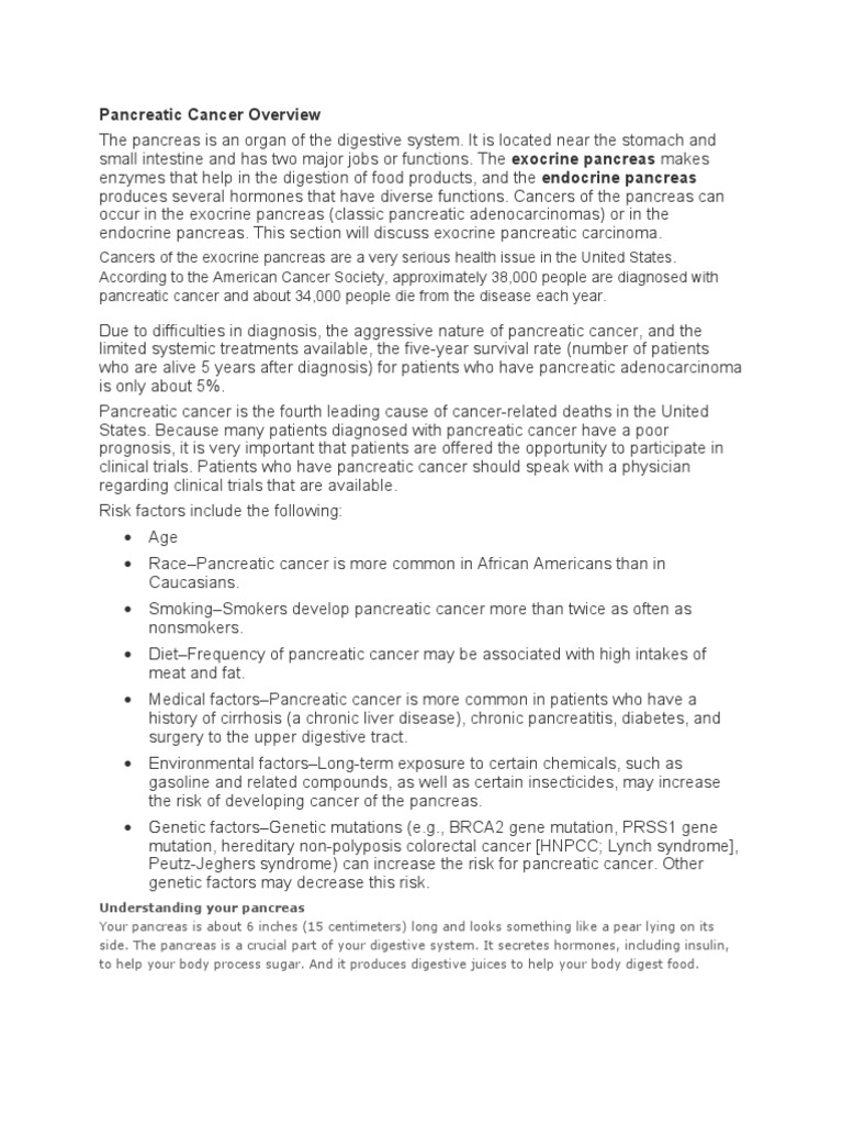 Pancreatic Cancer Overview | PDF | Pancreatic Cancer | Pancreas