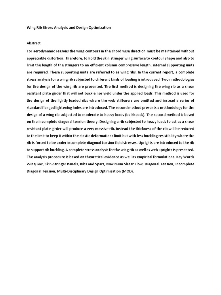 Wing Rib Stress Analysis and Design Optimization | PDF | Buckling ...