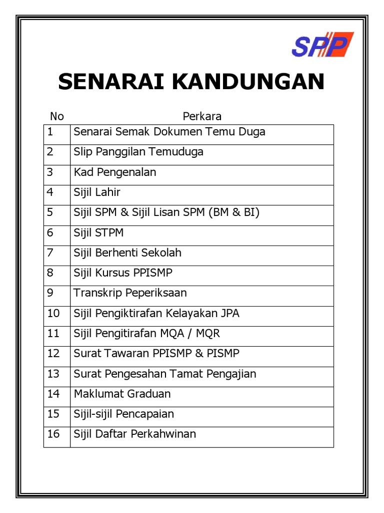 Senarai Kandungan Pdf