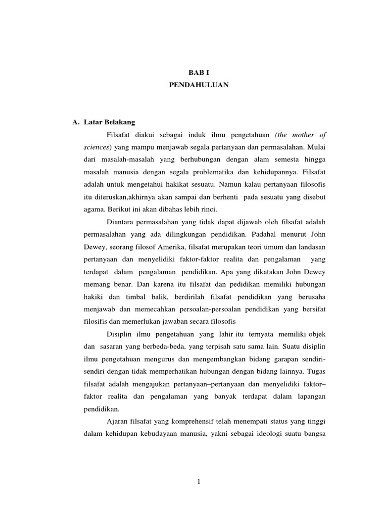Seluk Beluk Dan Latar Belakang Munculnya Filsafat Pendidikan Pdf