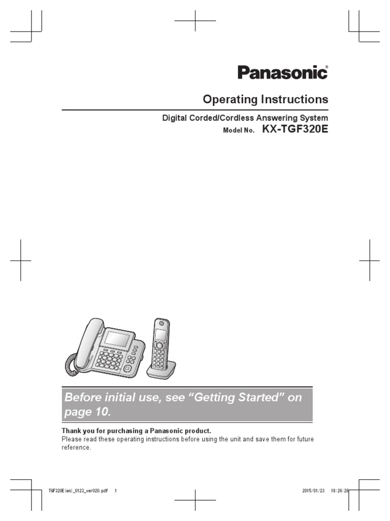 Panasonic KXTGF320E User Manual PDF Battery Charger Ac Power