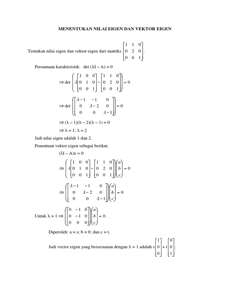 Contoh Soal Nilai Eigen Dan Vektor Eigen