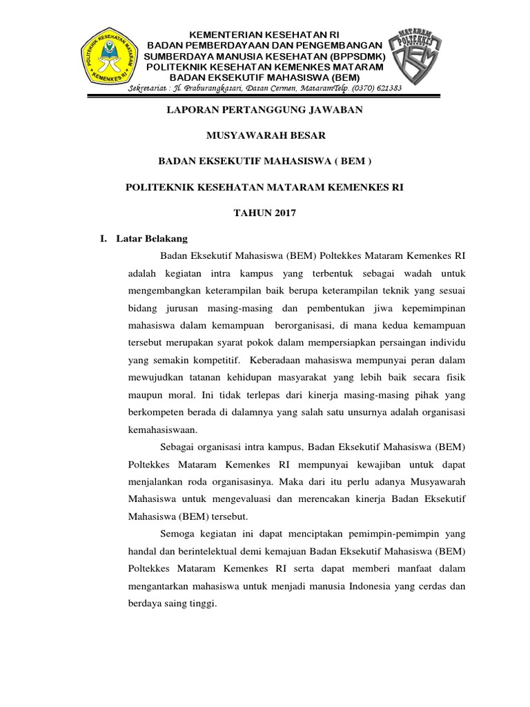 Laporan Pertanggung Jawaban Mubes