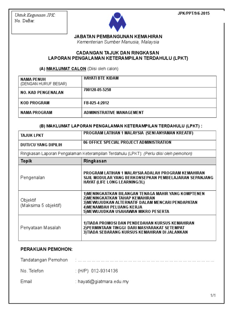 3 Jpk Ppt 9 6 2015 Cadangan Tajuk Lpkt Hayati