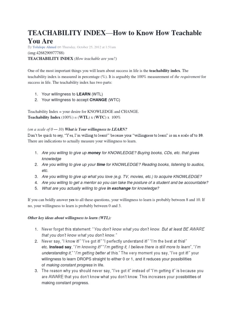 Teachability Index PDF Learning Knowledge
