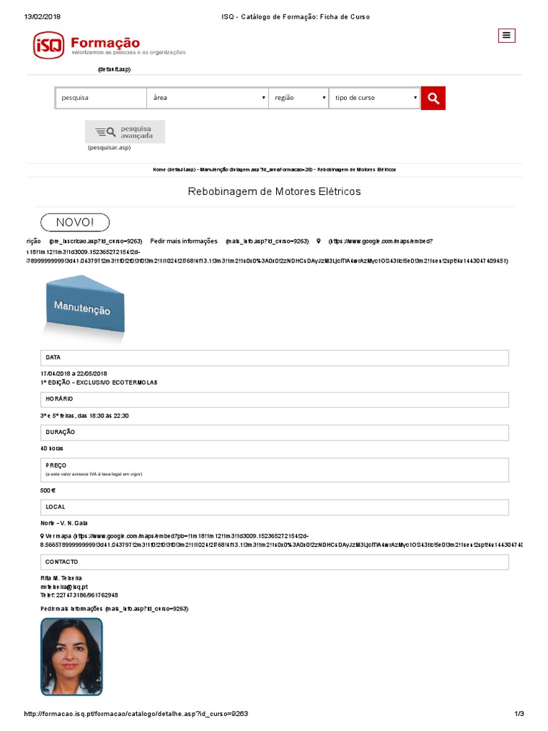 ISQ - Catálogo de Formação - Ficha de Curso8 | PDF | Motor elétrico ...