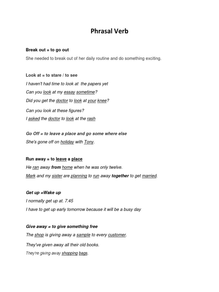 Phrasal Verb: Break Out To Go Out | PDF